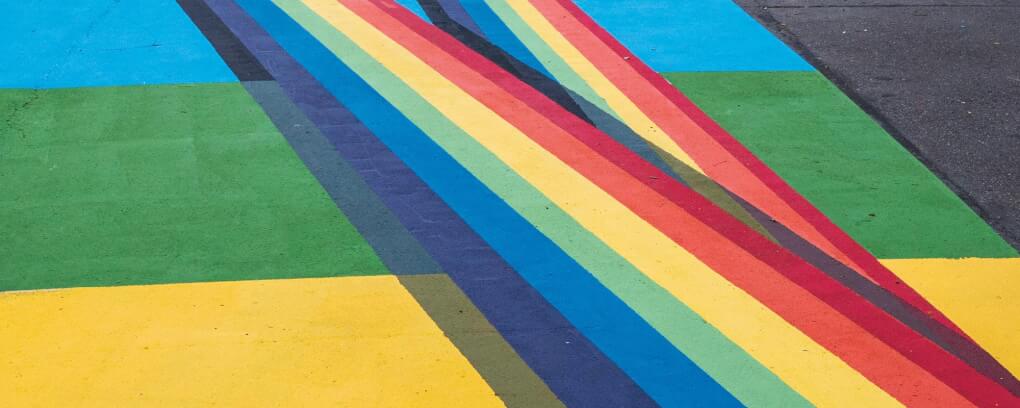 a rainbow mural